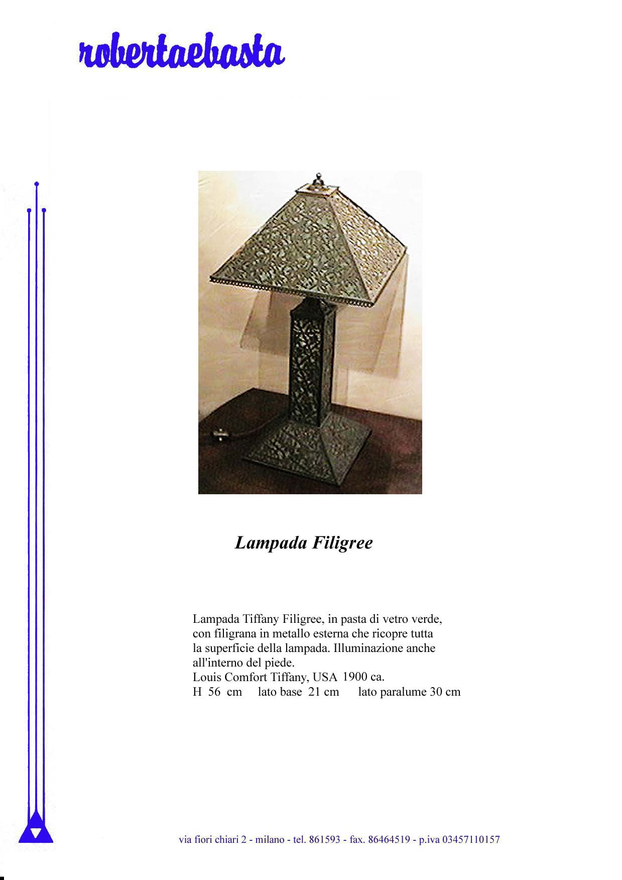 Tiffany Lampada filigree Design del XX Secolo , Antiquariato. Pezzo di storia autentico - Robertaebasta® Art Gallery opere d’arte esclusive.